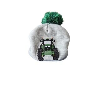 John Deere Toddler Boys Tractor Embroidered Pom Beanie Hat Green
